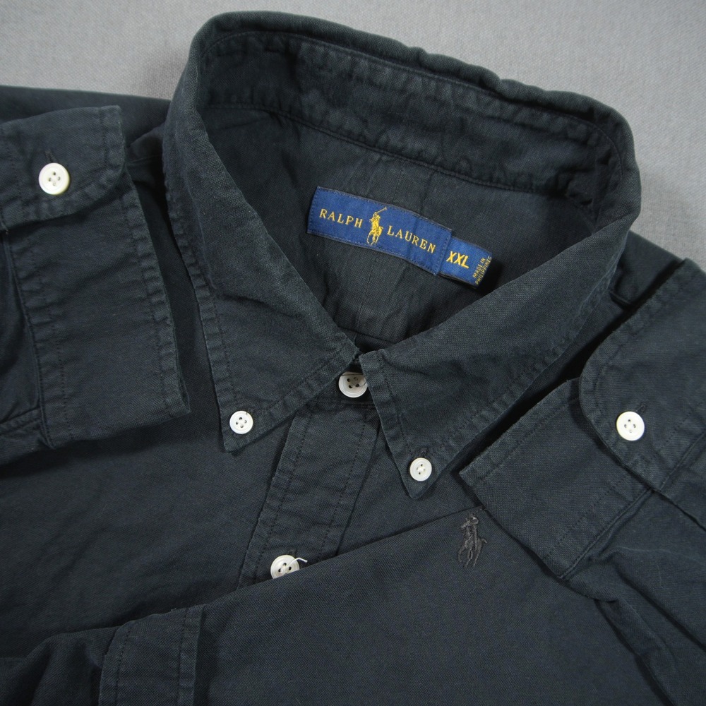 Ralph Lauren Black On Black Pony Men Shirt XXL Academia Prep Business Classic